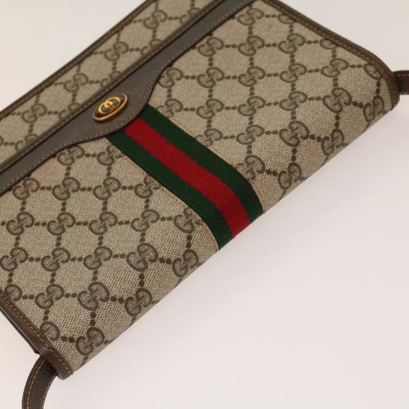GUCCI GG Canvas Web Sherry Line Shoulder Bag Beige Red Green Auth yk7034B - Picture 6 of 16